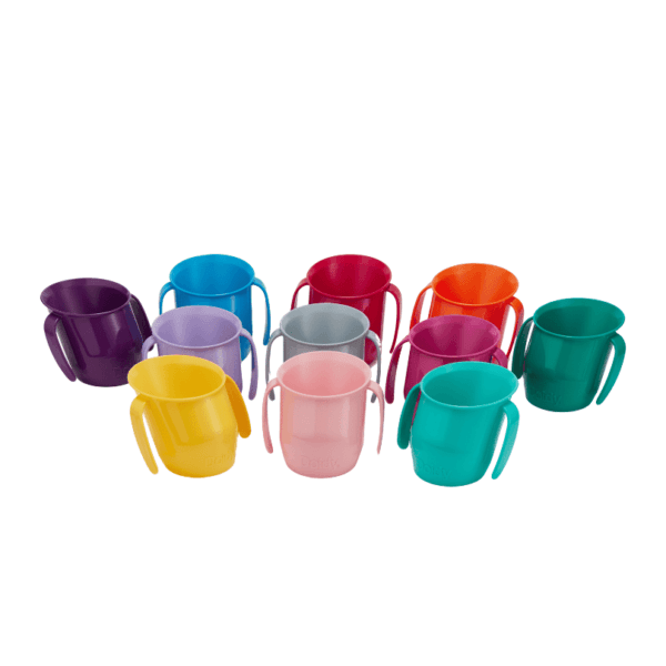 Doidy Training Cup all colours - these are free-flow, open trainer cups suitable for toddlers learning to drink from 3 months+.